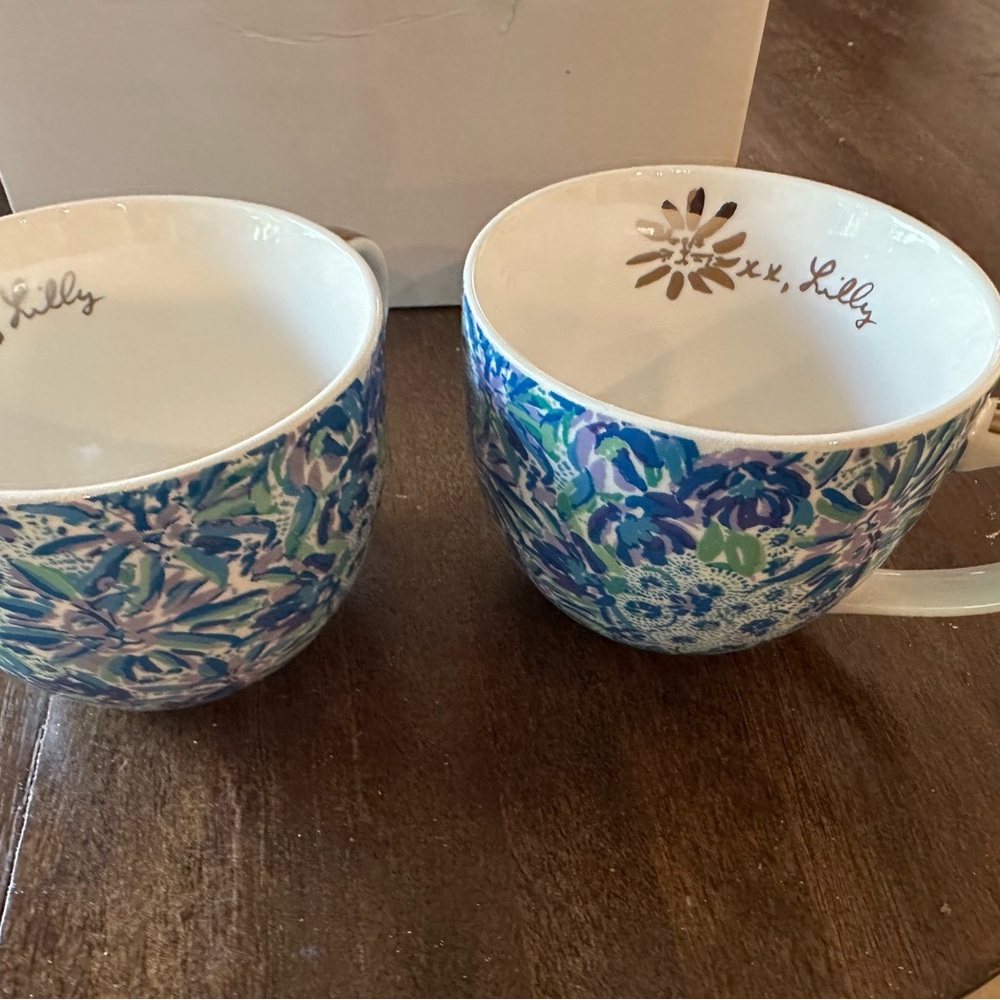 Lilly Pulitzer Floral Blue and White Mugs